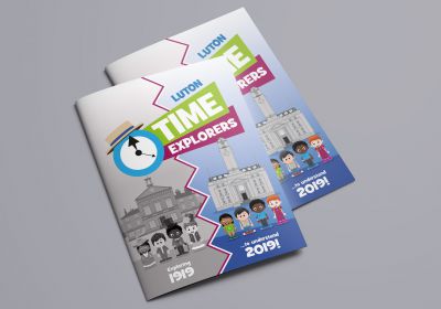 Luton Time Travellers brochures, work books and signage